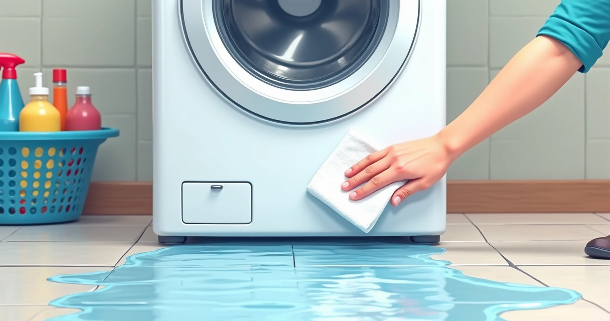 Água acumulada sob máquina de lavar 