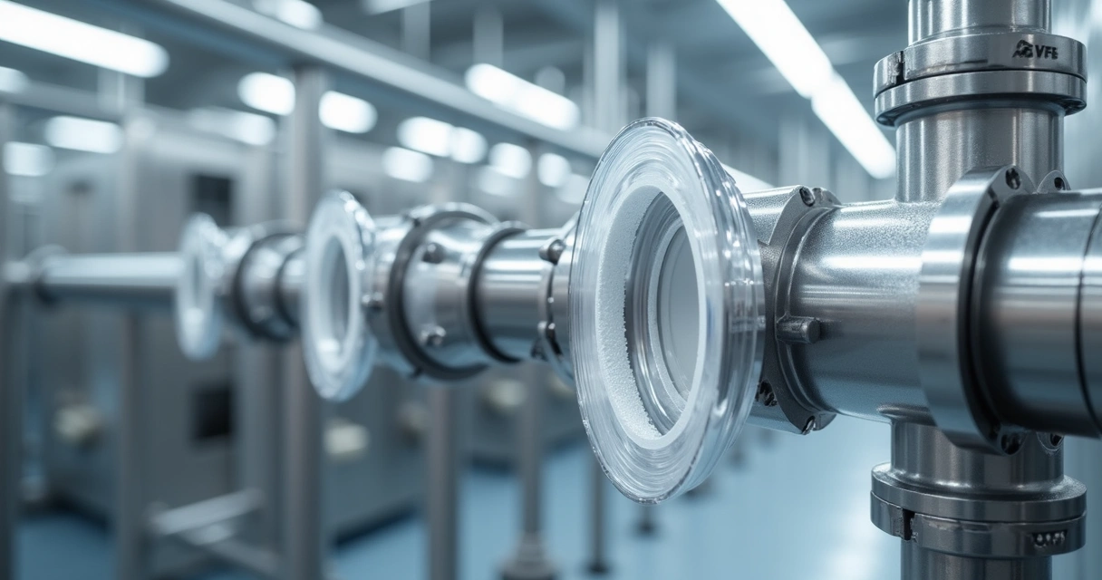 Sistema sanitário com vedação em PTFE em linha CIP SIP 