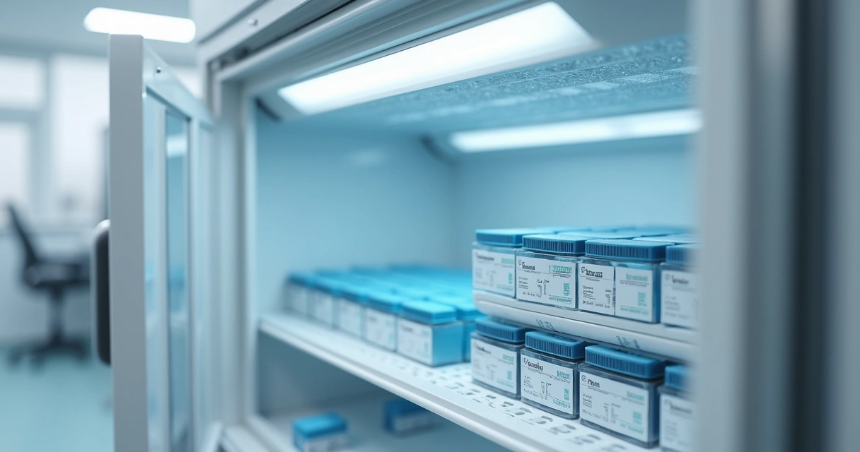 Vedação e interior de freezer de laboratório