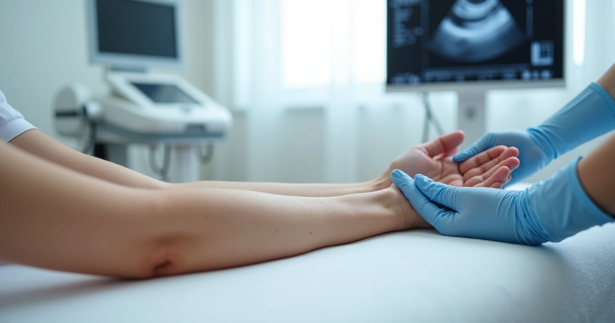 Veias aparentes em braços e mãos femininos saudáveis em consulta vascular 