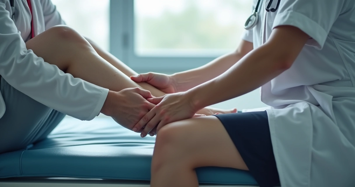 Avaliação médica examinando veias visíveis nas pernas 