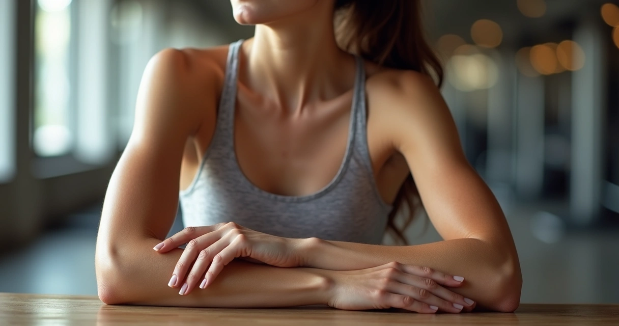 Veias visíveis em braços durante exercícios e hidratação