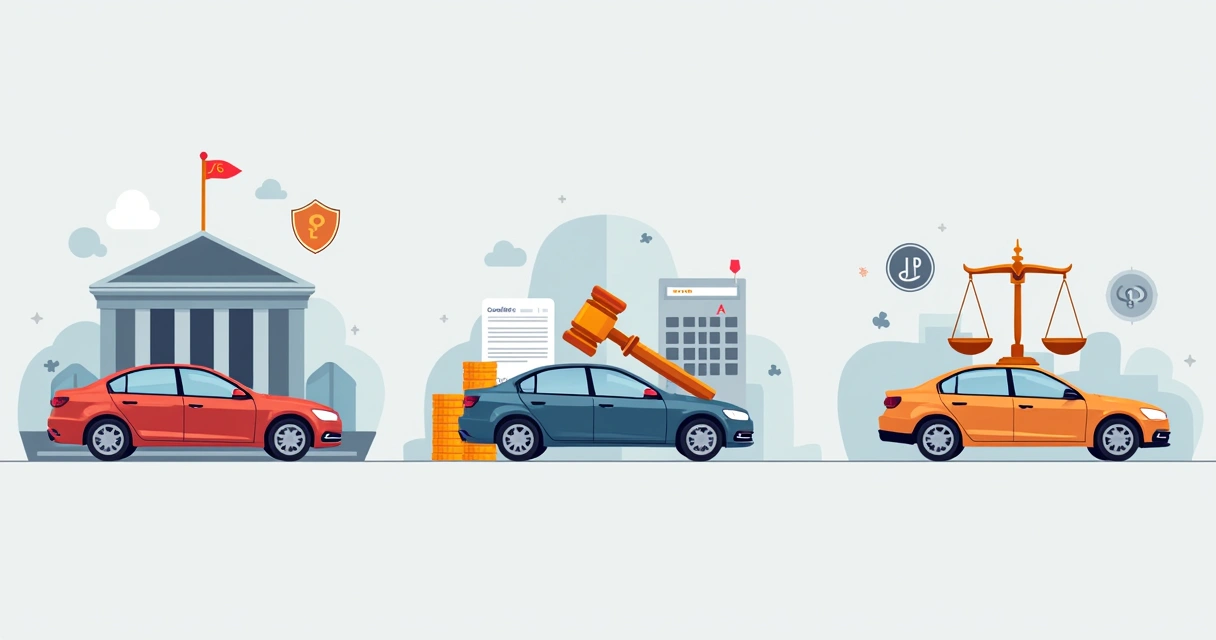 Representação visual dos três tipos de bloqueio de veículos 