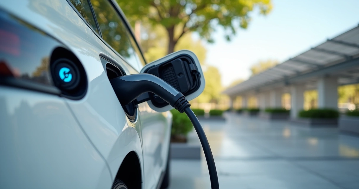 Carro elétrico carregando em estação moderna com tecnologia avançada 