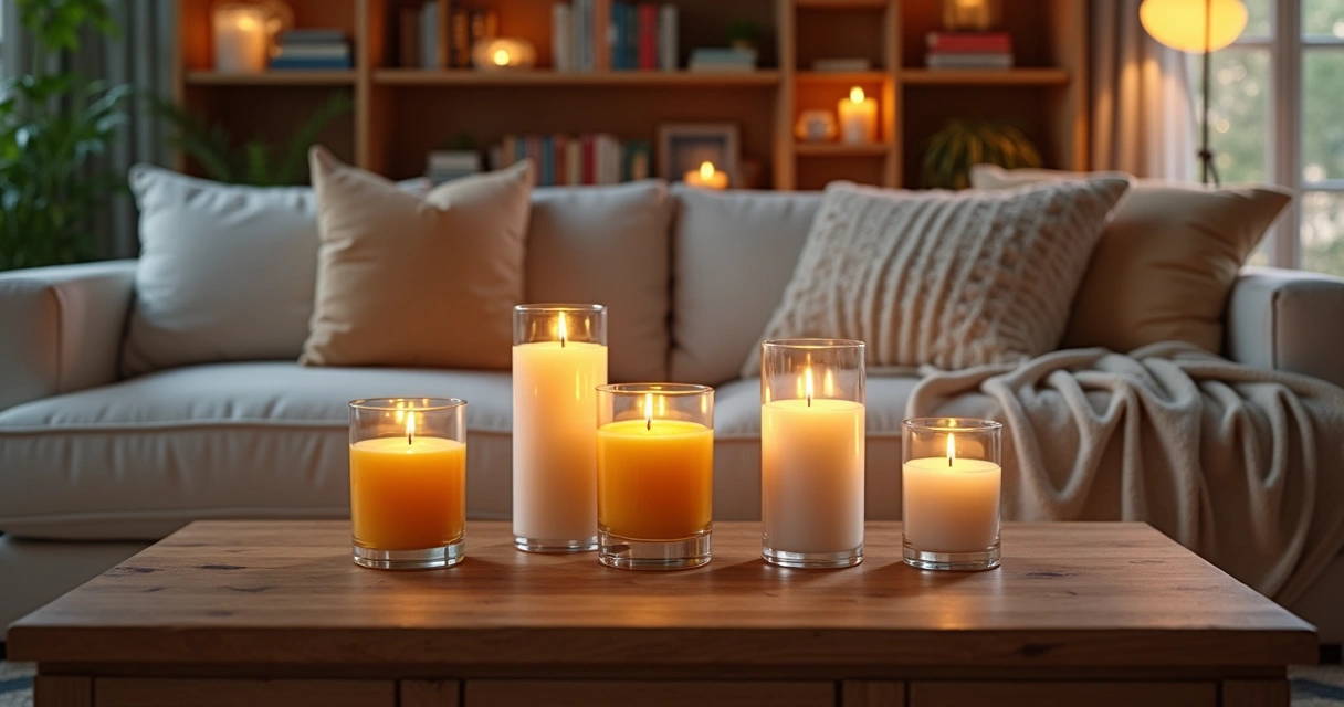 Velas aromáticas acesas em um ambiente aconchegante e decorado 