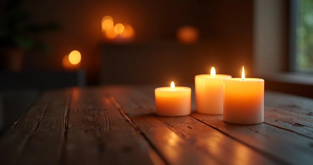 Velas acesas em ambiente silencioso de oração