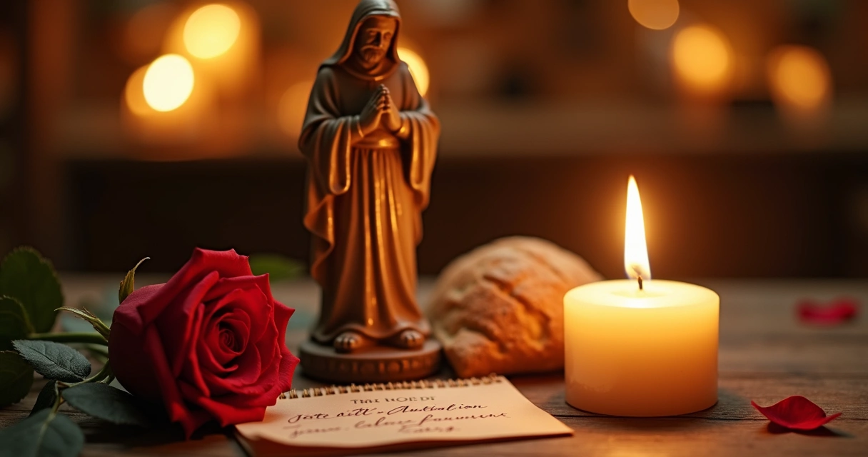 Vela acesa, rosas e elementos de simpatia tradicional para amor 