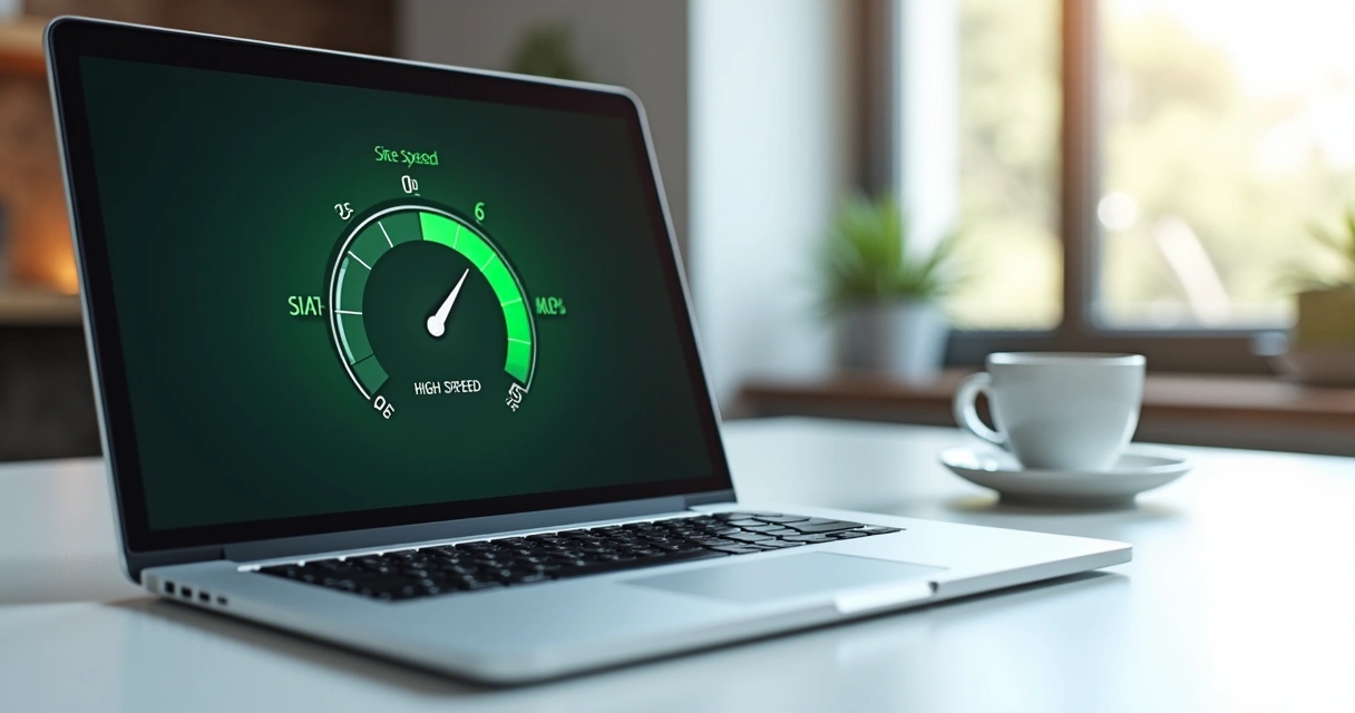 Indicador de velocidade alto em site aberto no notebook 