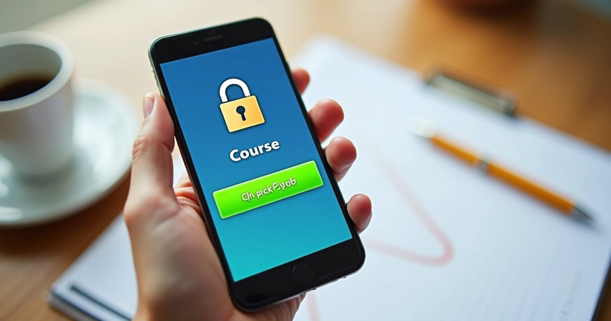 Pessoa realizando compra de curso online em celular 