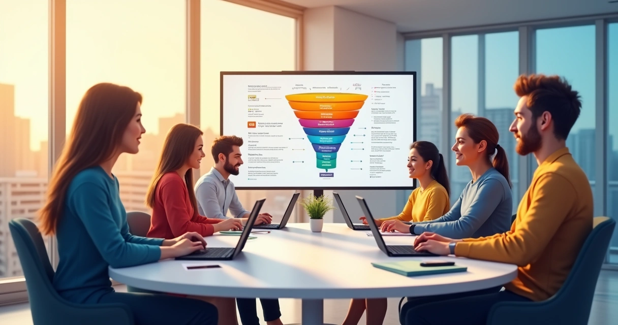 Como escolher entre CRM e PRM em 2026 Equipe de vendas em frente a tela de CRM com funil de vendas exibido