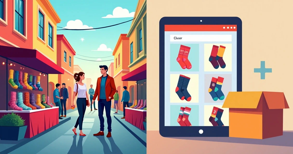 Venda de meias divertidas em feira de rua e também online 