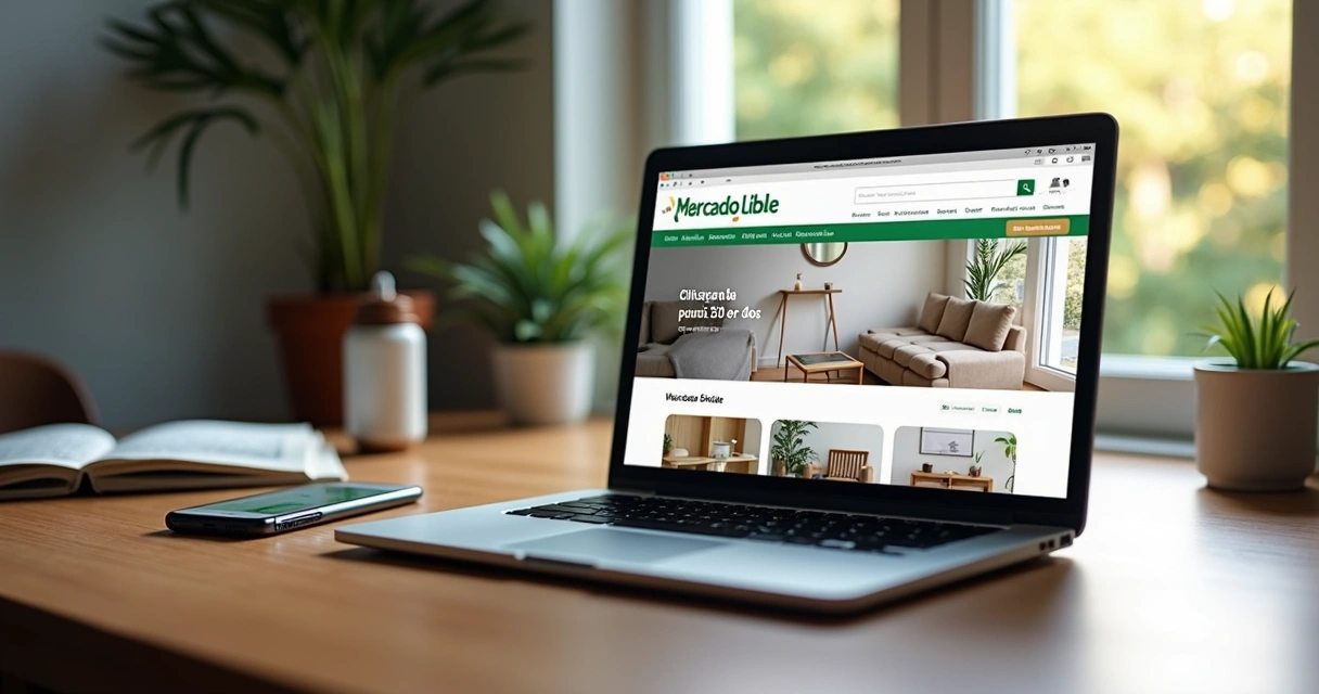 Venda de produto em laptop com Mercado Livre aberto na tela
