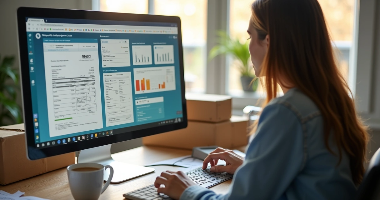 Vendedor digital mostrando tela de e-commerce brasileiro 