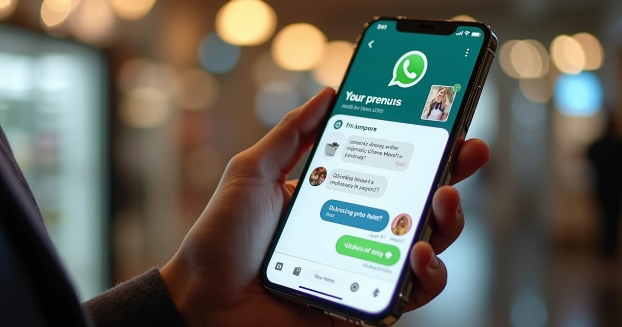 Celular mostrando chatbot ajudando em compra no WhatsApp 