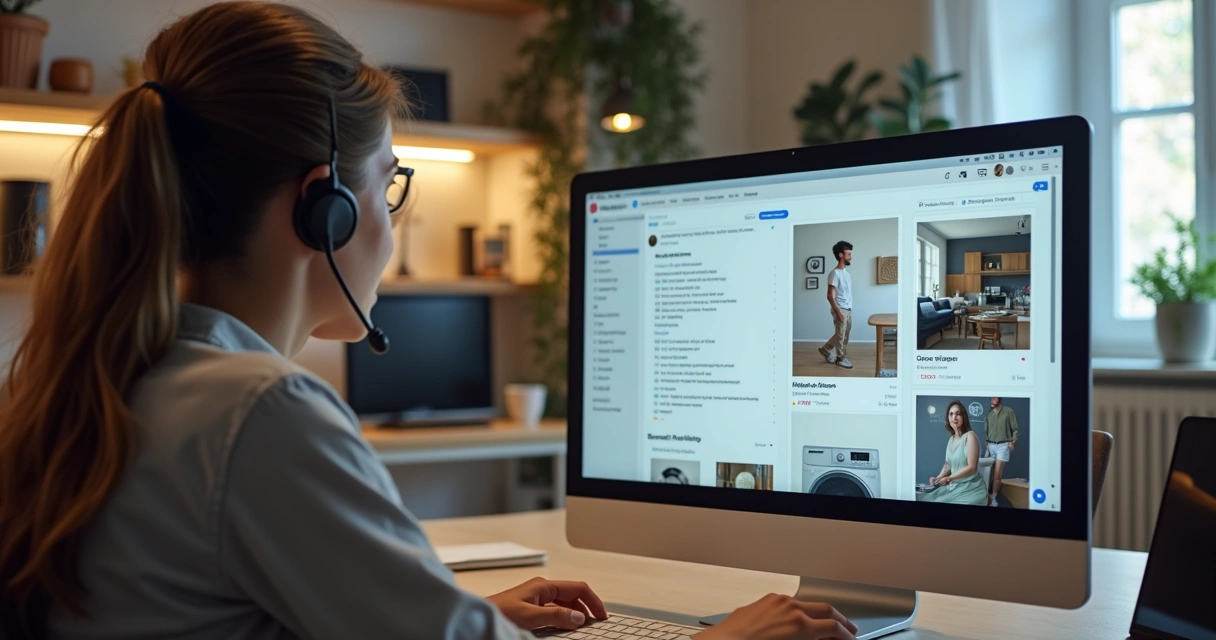 Consultor vendendo produtos eletrônicos por mensagens digitais. 