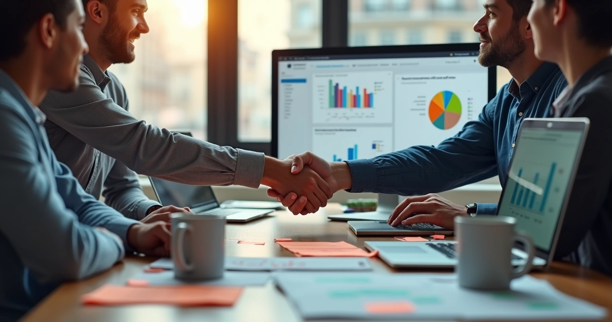 Profissionais das áreas de vendas e marketing trabalhando juntos em e-commerce B2B 