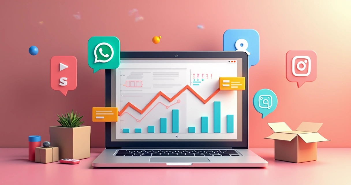 Representação gráfica de vendas online com WhatsApp no e-commerce 