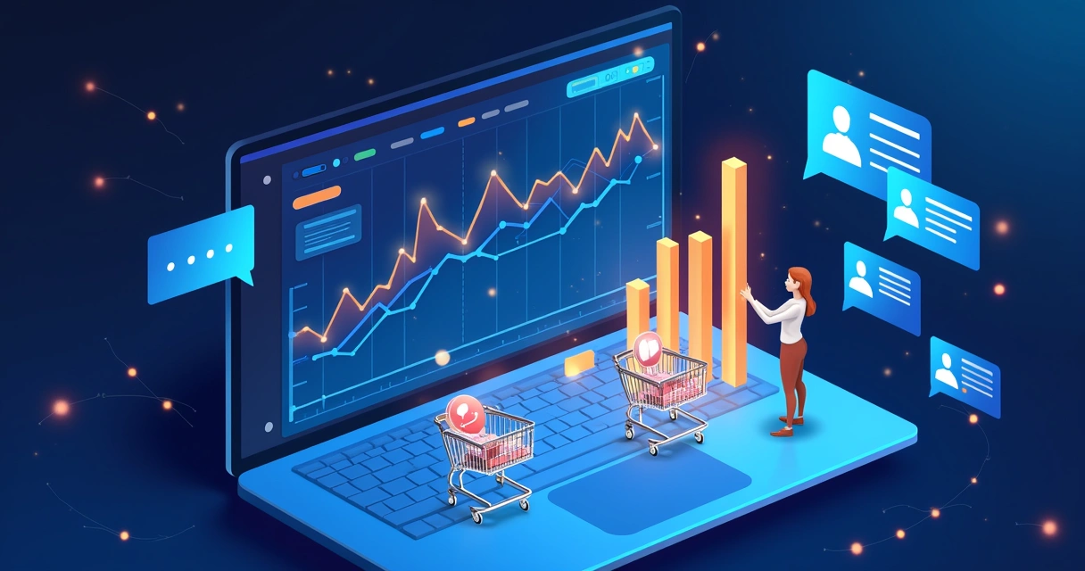 Representação digital de IA otimizando vendas online 