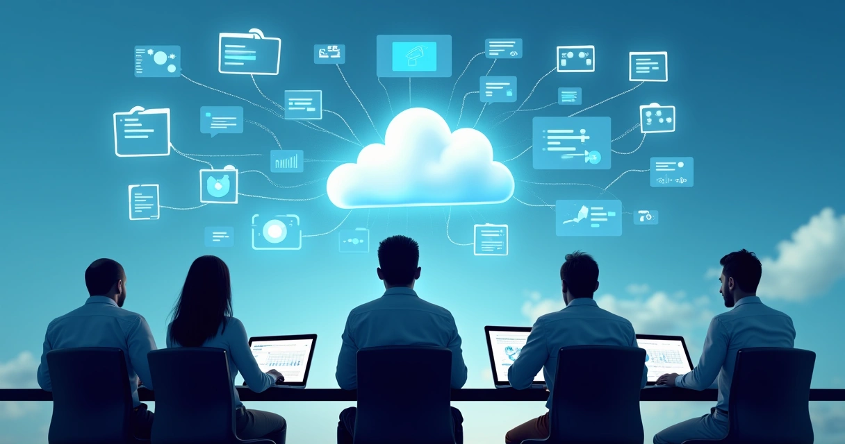 Equipe de vendas acessando software SaaS remotamente 