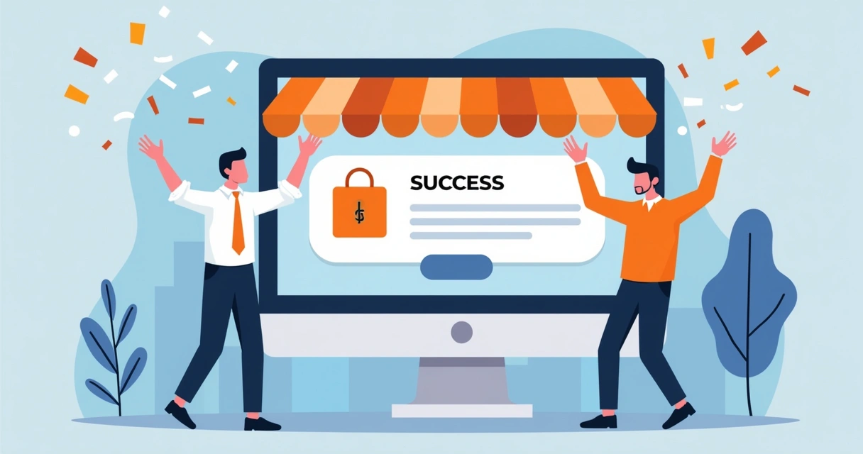 Loja virtual recebendo pedido com notificação de sucesso nas vendas 