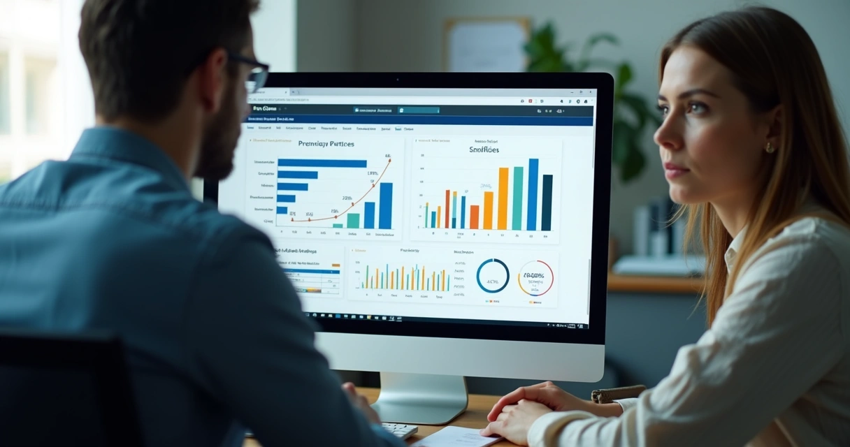 Profissional de tecnologia mostra gráficos positivos em entrevista online 