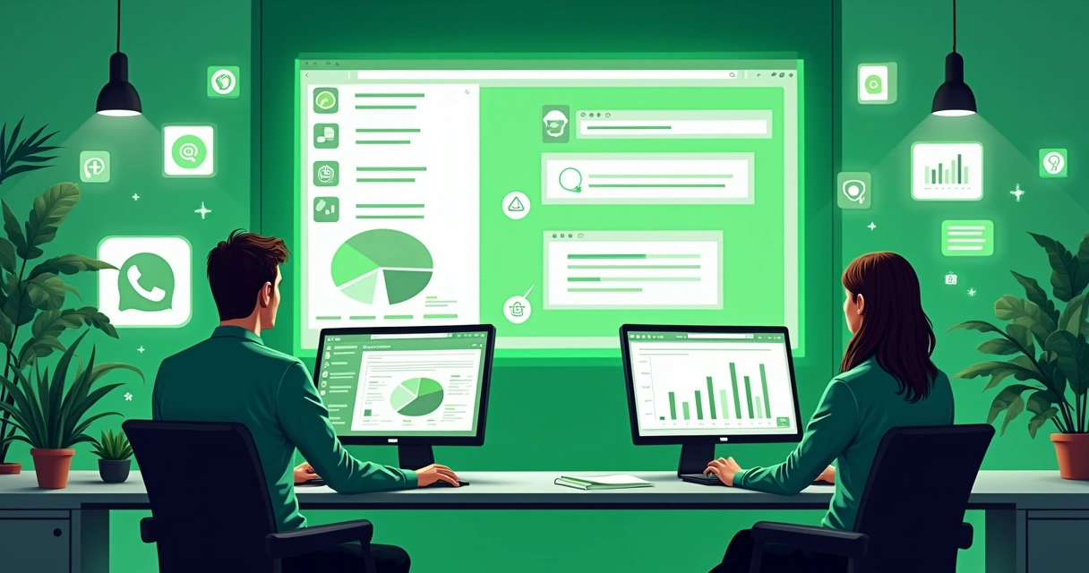 Equipe de vendas gerenciando atendimentos e automações no WhatsApp