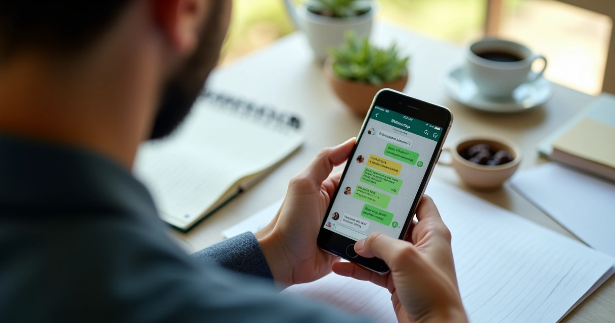 Pessoa usando WhatsApp para contato comercial 