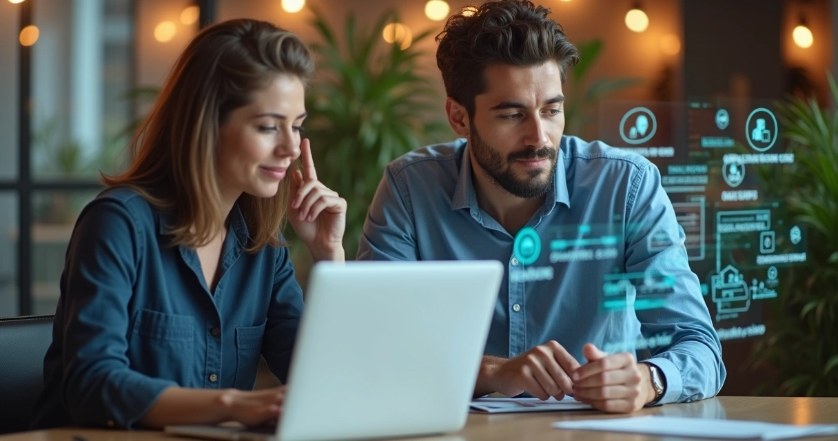 Vendedor humano e agente de IA conversam sobre leads 