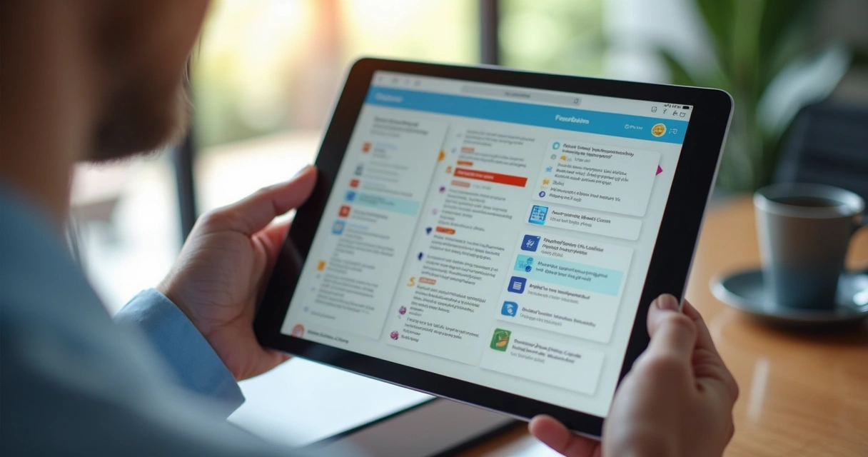 Vendedor observa feedback de proposta digital no tablet 