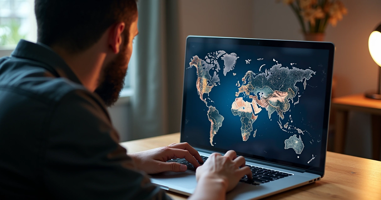 Vendedor analisando desempenho do seu anúncio no Mercado Livre em laptop e gráficos à sua frente 