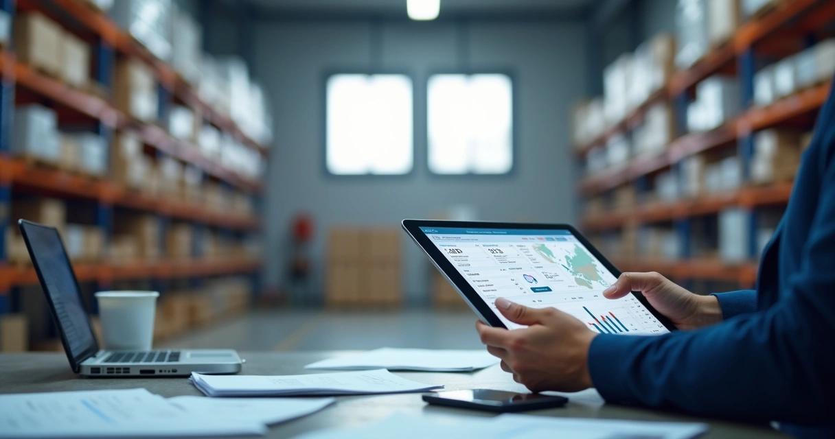 Vendedor usando aplicativo integrado ao ERP em visita comercial