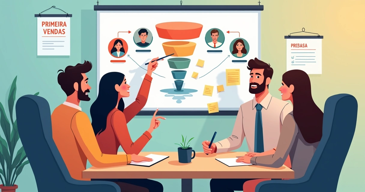 Vendedor recebendo treinamento sobre processo de vendas e produtos na empresa 