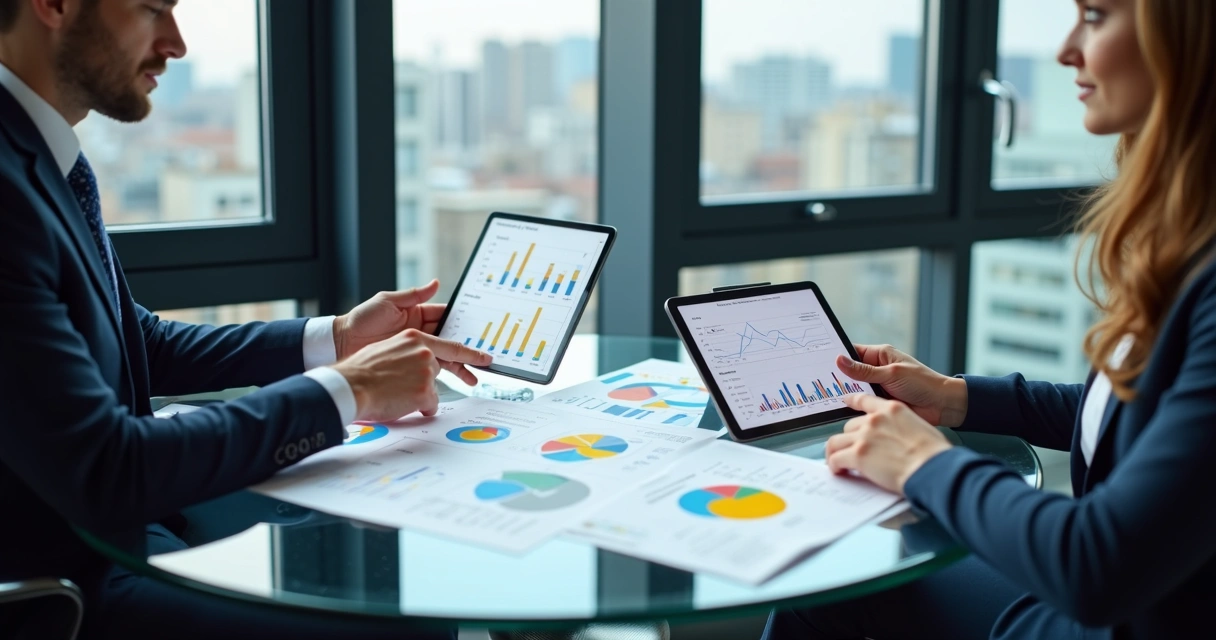 Vendedor mostrando gráficos de churn para cliente em reunião presencial 