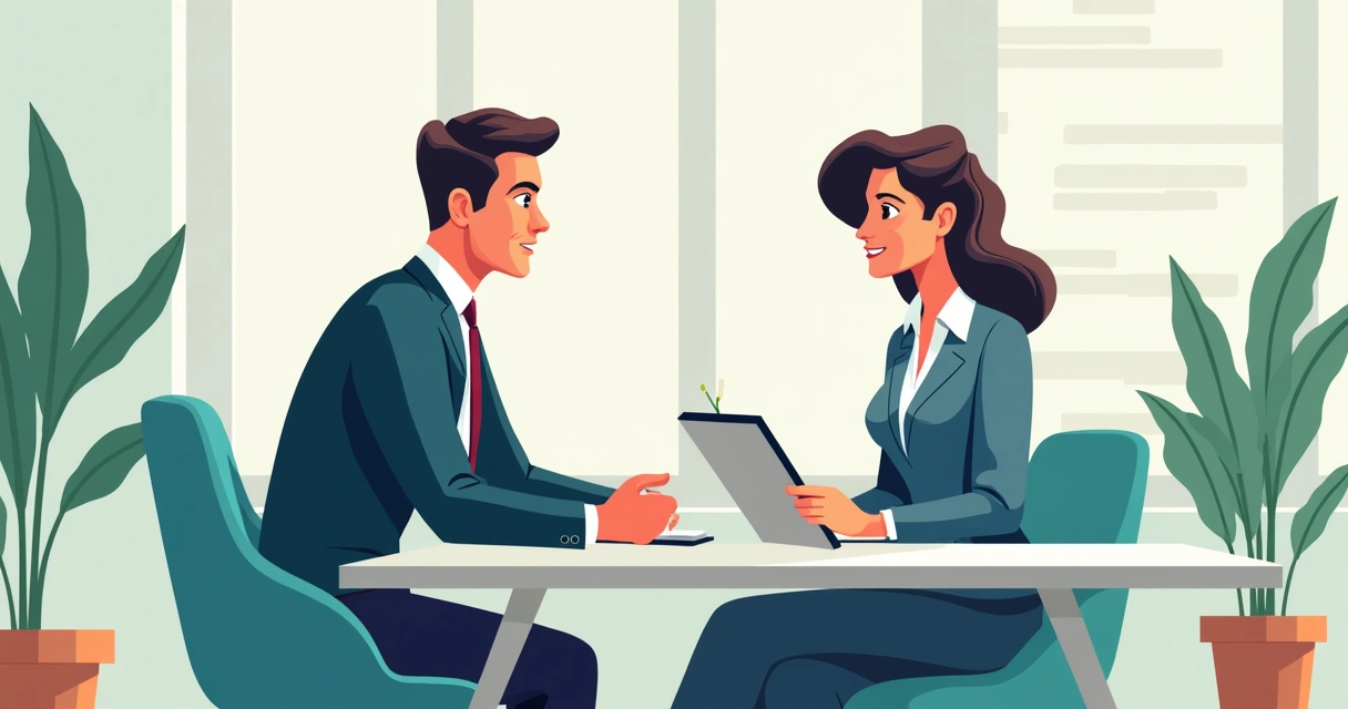 Vendedor focado conversando com cliente, usando bloco de anotações com o roteiro, ambiente corporativo, mesa clara, postura ativa. 