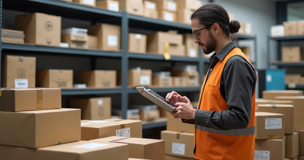 Empreendedor organizando estoque de loja para vendas em marketplace 