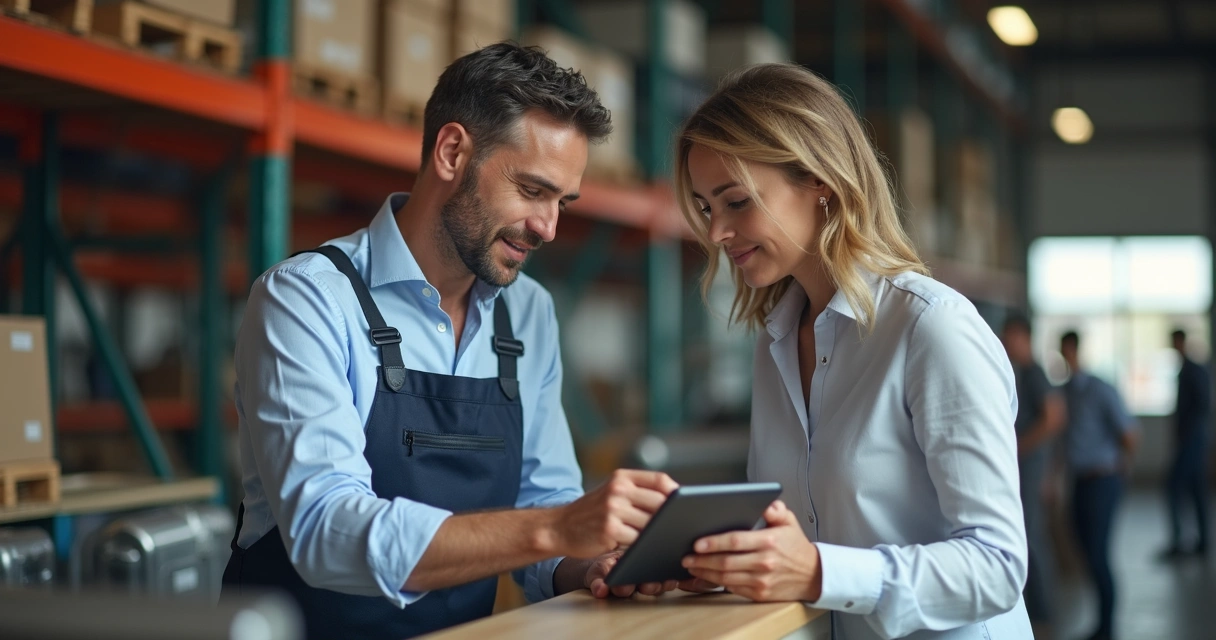 Vendedor externo usando aplicativo de ERP móvel para emitir pedido junto ao cliente