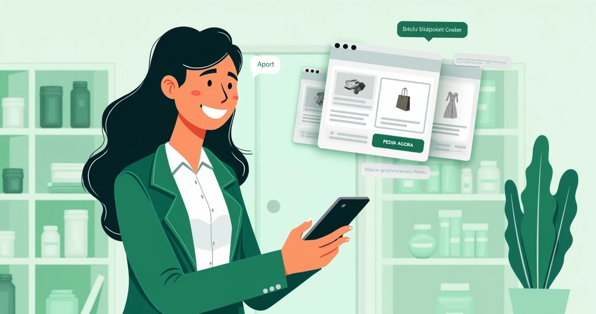 Vendedor enviando link de catálogo por WhatsApp para cliente B2B