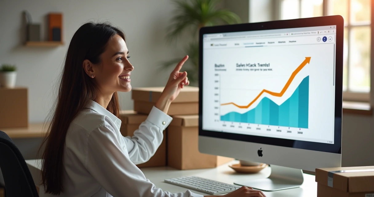 Pessoa comemorando resultado positivo de vendas em marketplace