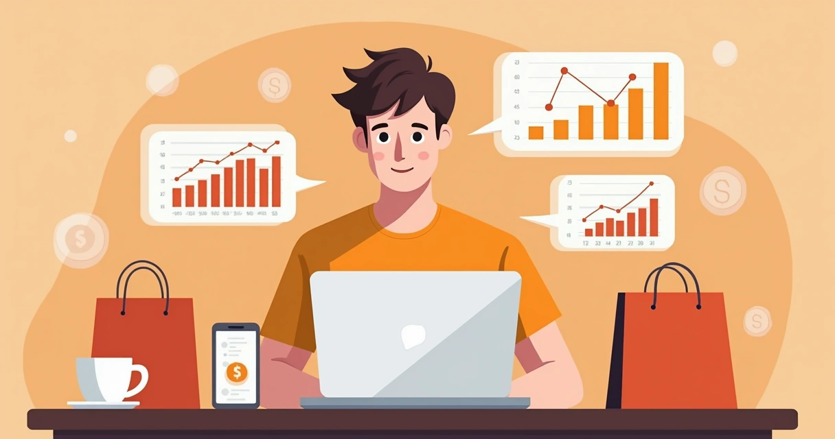 Vendedor acessando Shopee Ads pelo celular e computador