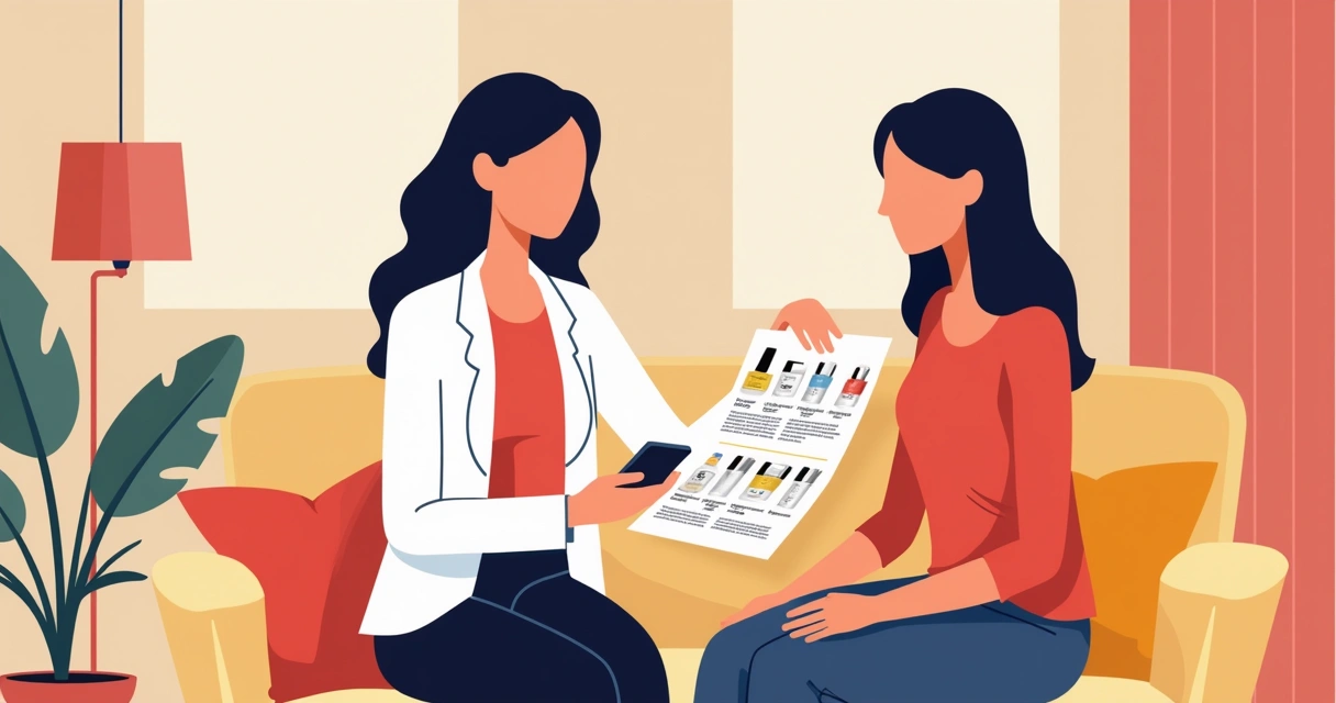 Consultora Hinode mostrando catálogo digital em smartphone para cliente 