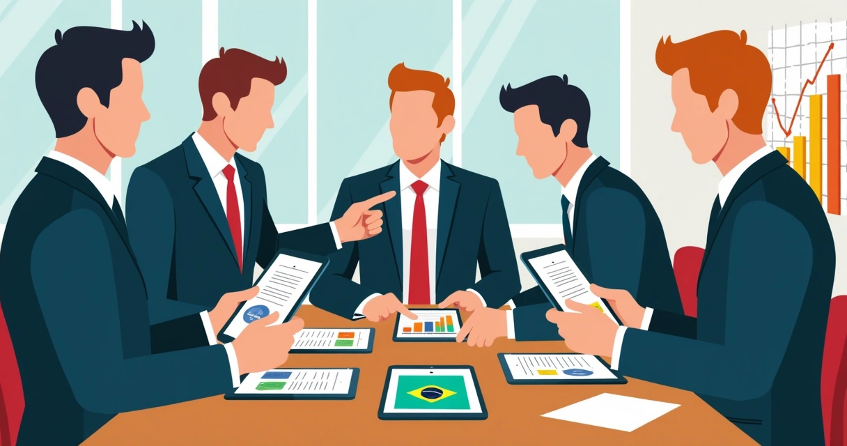 Equipe de vendas usando catálogos digitais em tablets