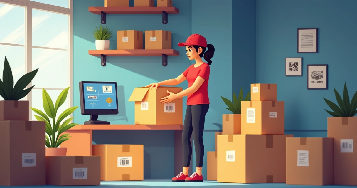 Varejista organizando estoque para marketplace 