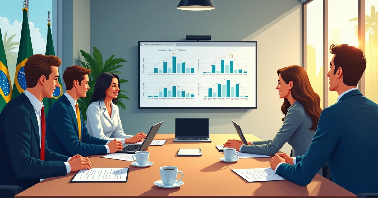 Reunião de vereadores em um gabinete, com papéis e computadores sobre a mesa 