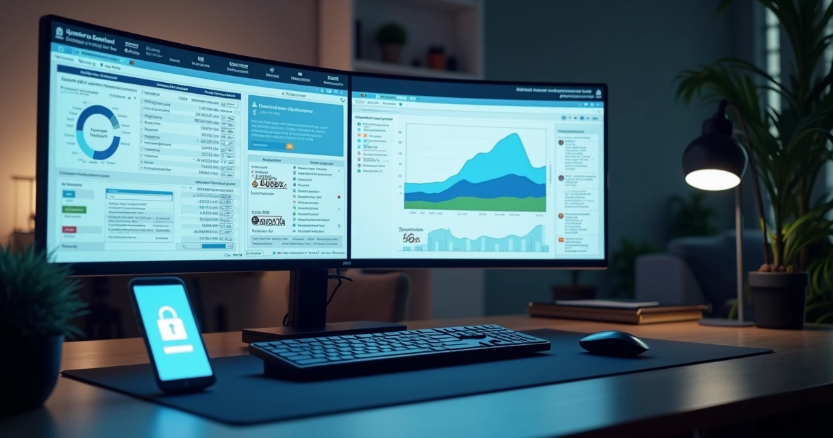 Processo de verificação de background check em ambiente digital com gráficos e dados na tela de computador 