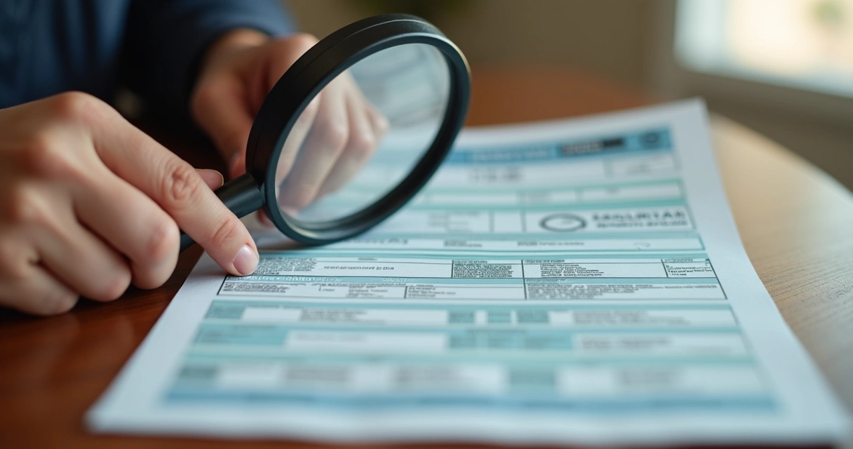 Pessoa analisando o CRLV sobre uma mesa de madeira, conferindo a autenticidade do documento 