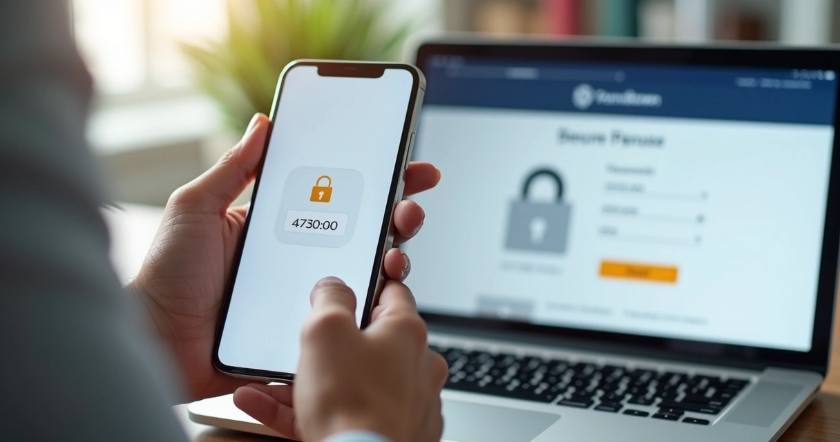 Pessoa segurando o celular com código de verificação na tela