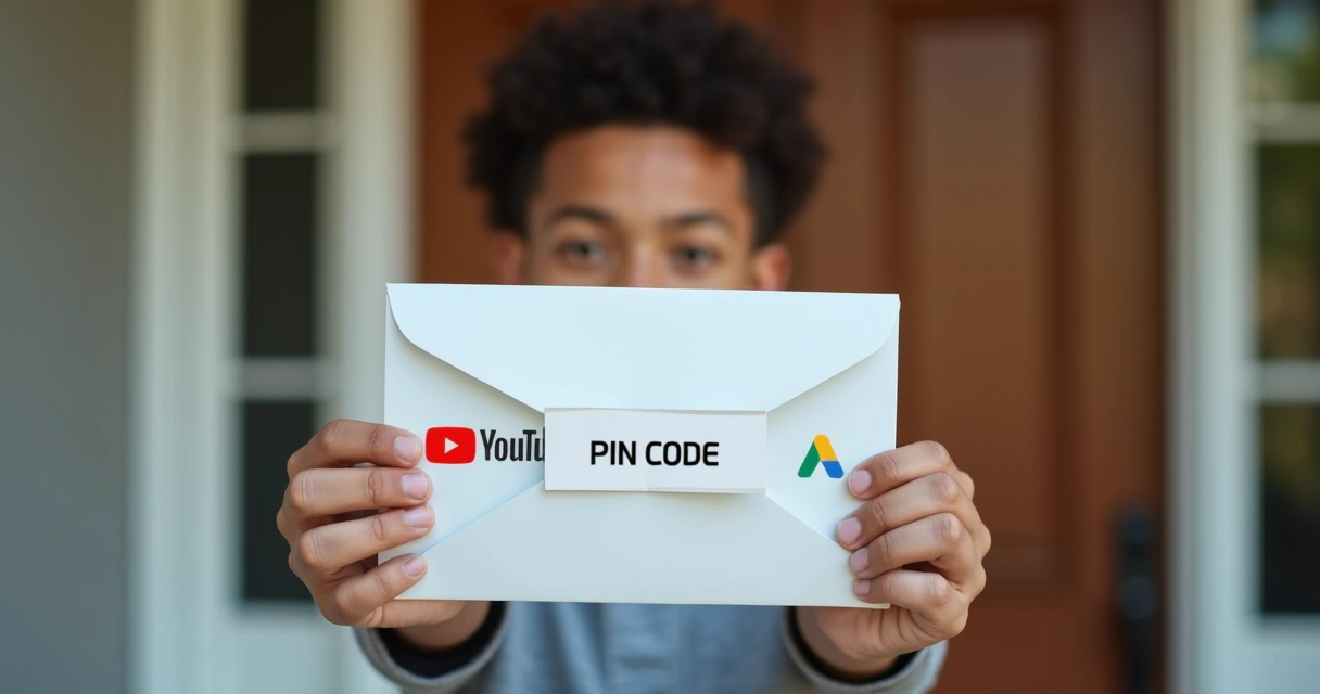 Pessoa segurando carta com PIN para verificação do AdSense 