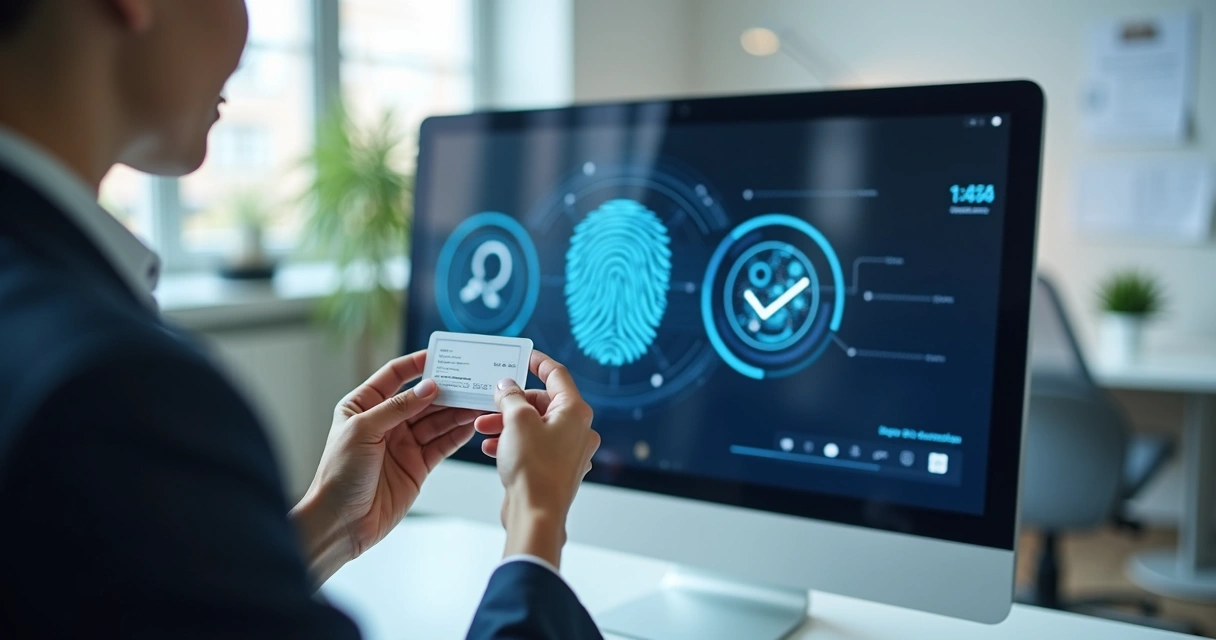 Identidade digital sendo verificada em uma tela de computador 