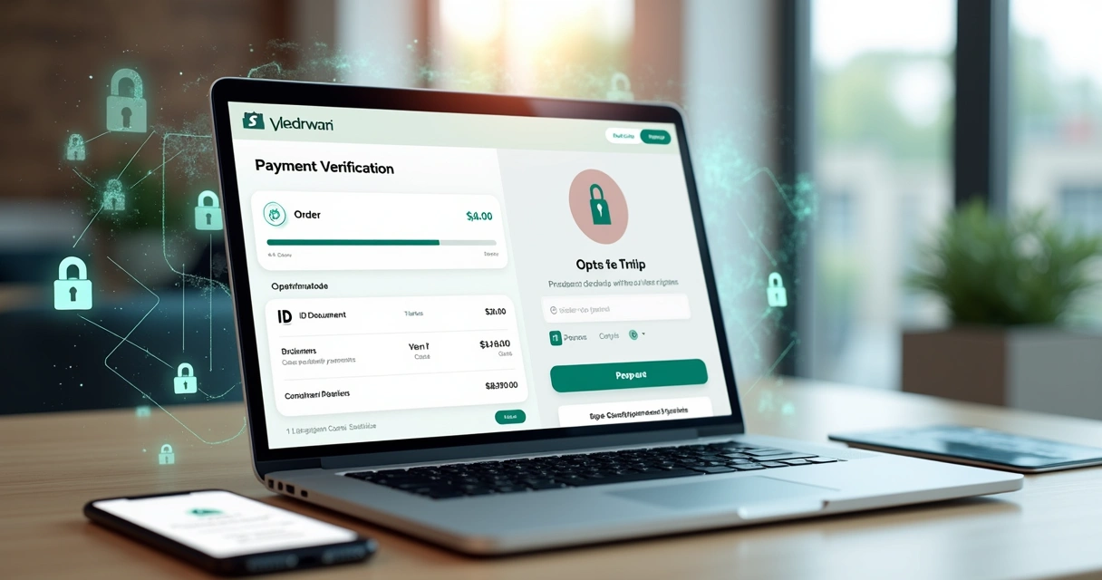 Tela de loja virtual com verificação de identidade em pagamento online 