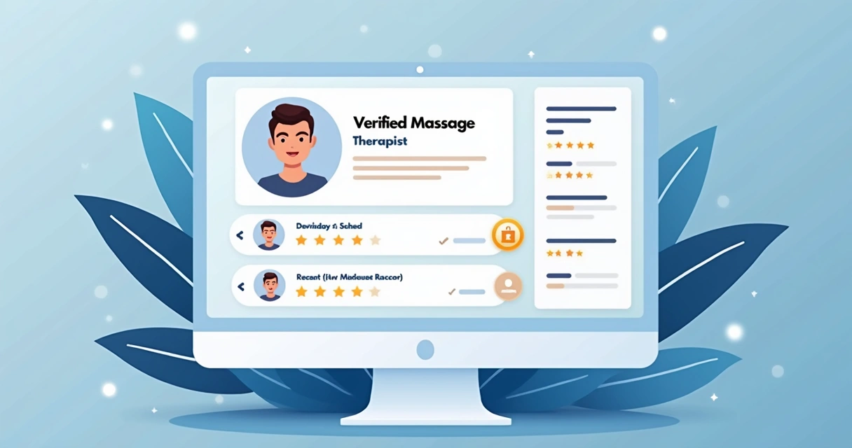 Profissional de massoterapia sendo verificado em plataforma digital 